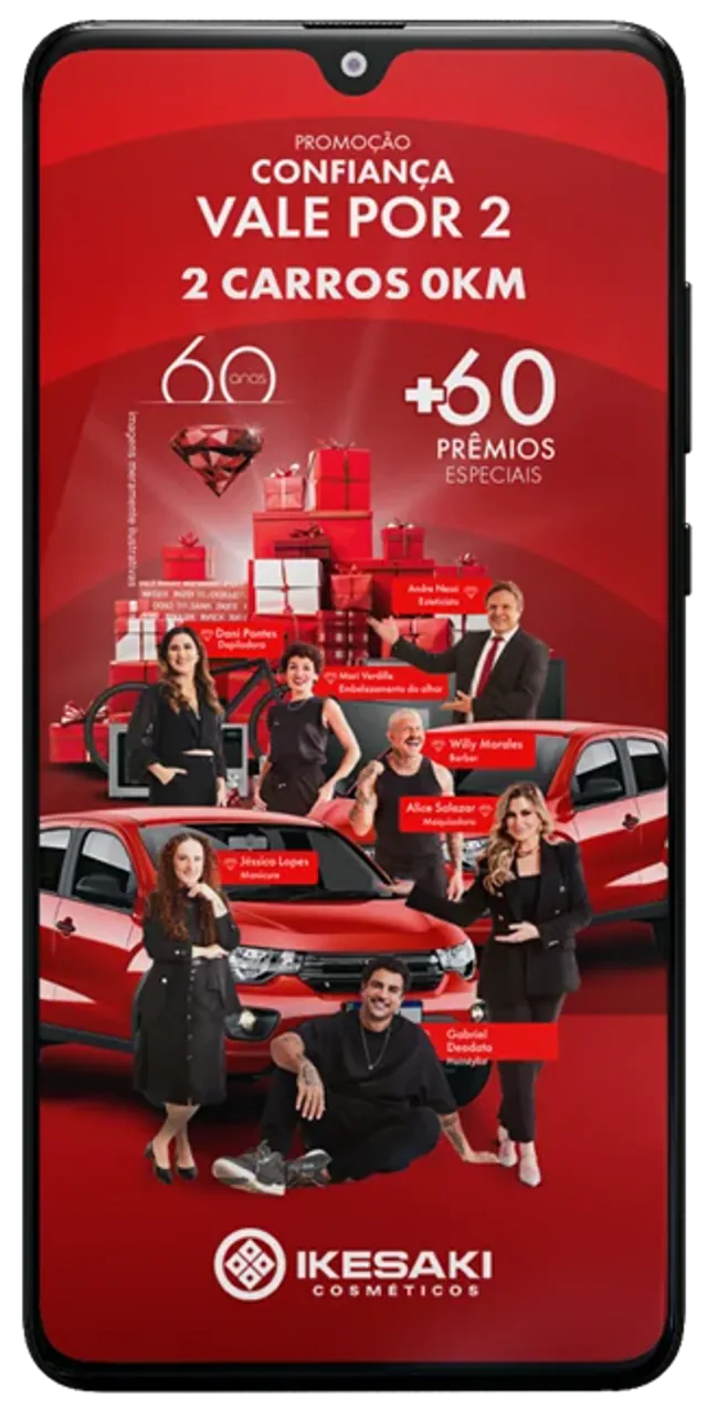 Exemplo de campanha promocional mobile: prêmios e mecânica de sorteio.